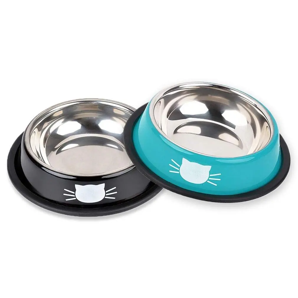 

2 Pcs/set Cat Bowls Set Non-slip Stainless Steel Cat Bowl Cat Water Bowl Cat Bowl Raised Bowls And Drinking For Pet
