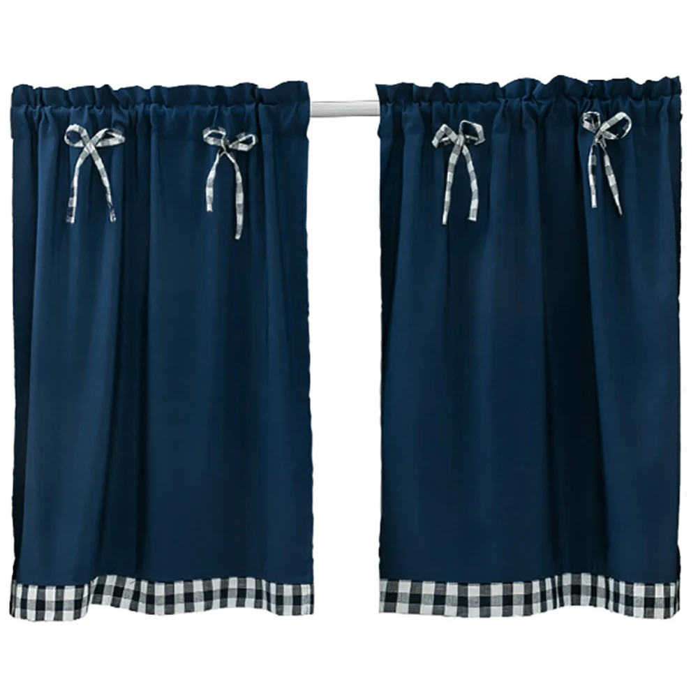 Короткая занавеска в деревенском стиле с бантом для кухни эркера Студенческая |