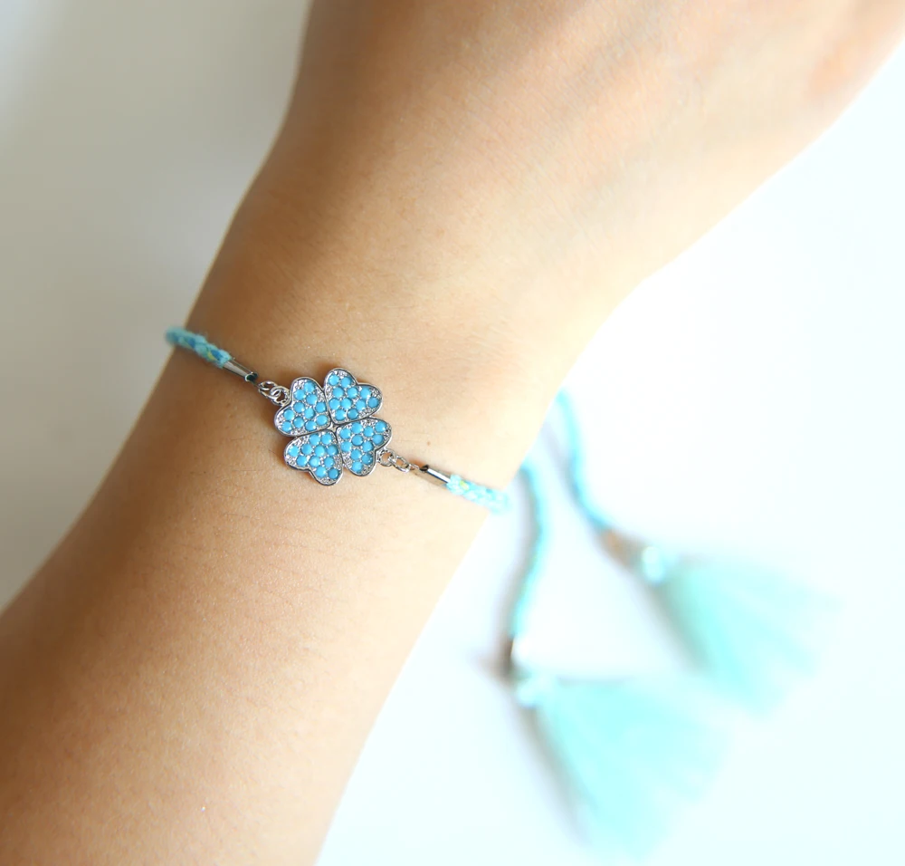 Горячая продажа модный паве голубой бирюзовый камень floews Шарм Соединительный