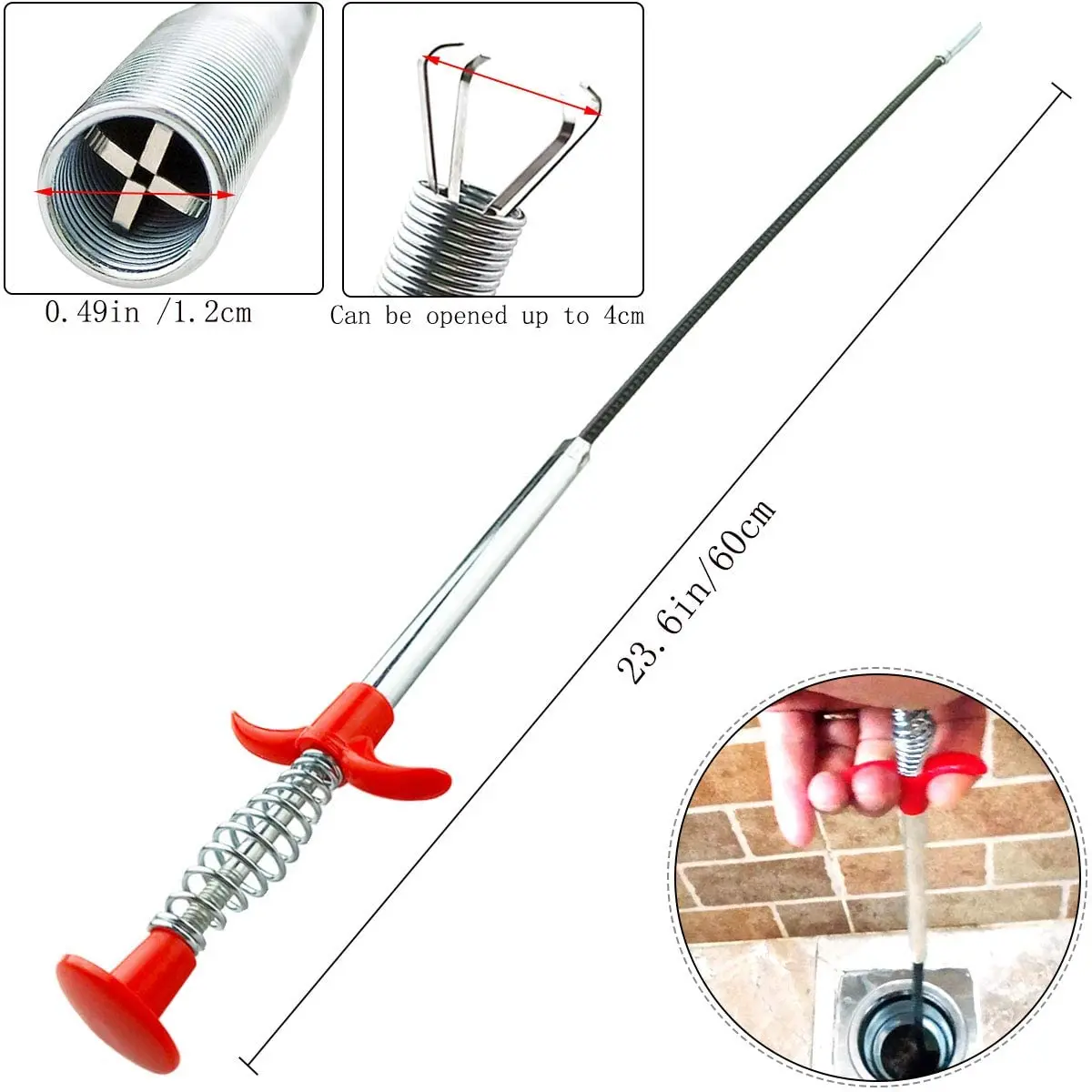 

Flexible Metal Sink Long Reach Claw Pick Up Cleaning Tool Hair Floor Brush Cleaner Grip Household Cleaning Tool For Kitchen Sink