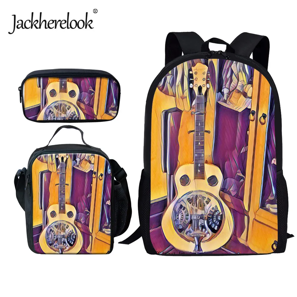 

Jackherelook Girls Schoolbag Cartoon Guita Design School Bags 3pcs/Set Junior Student Backapck Teenagers Satchel/Bookbag mochila