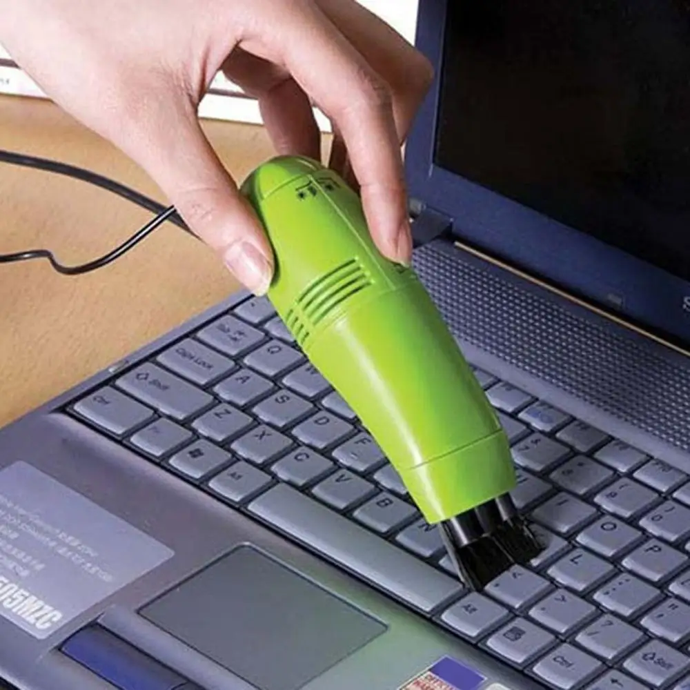 White Mini Computer Keyboard Office Computer Cleaners Keyboard Brush Clean Computer Tools Vacuum Cleaner USB Dust Cleaner Portable - Color: White