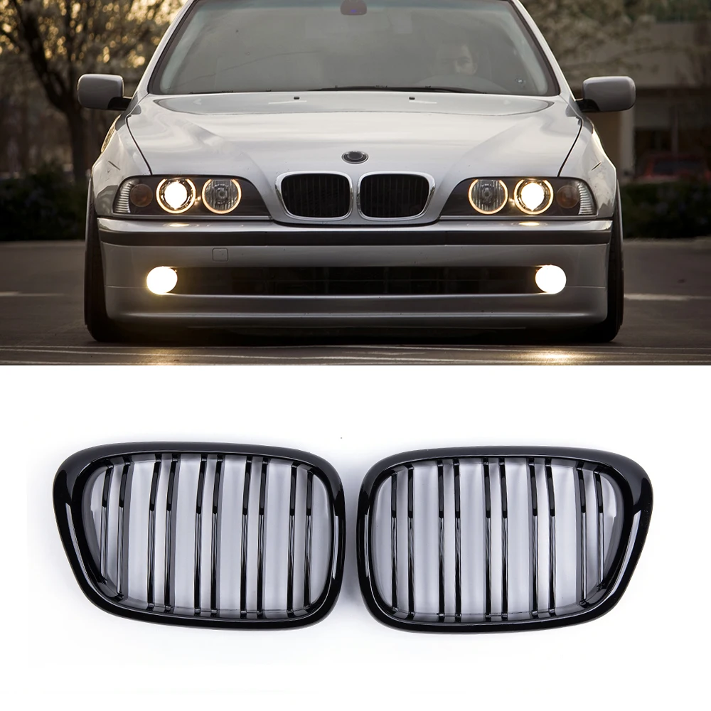 1 Pair Gloss Black Car Front Grill Kidney Grille Racing For BMW E39 M5 5 Series 1999-2003 Auto Accessories | Автомобили и