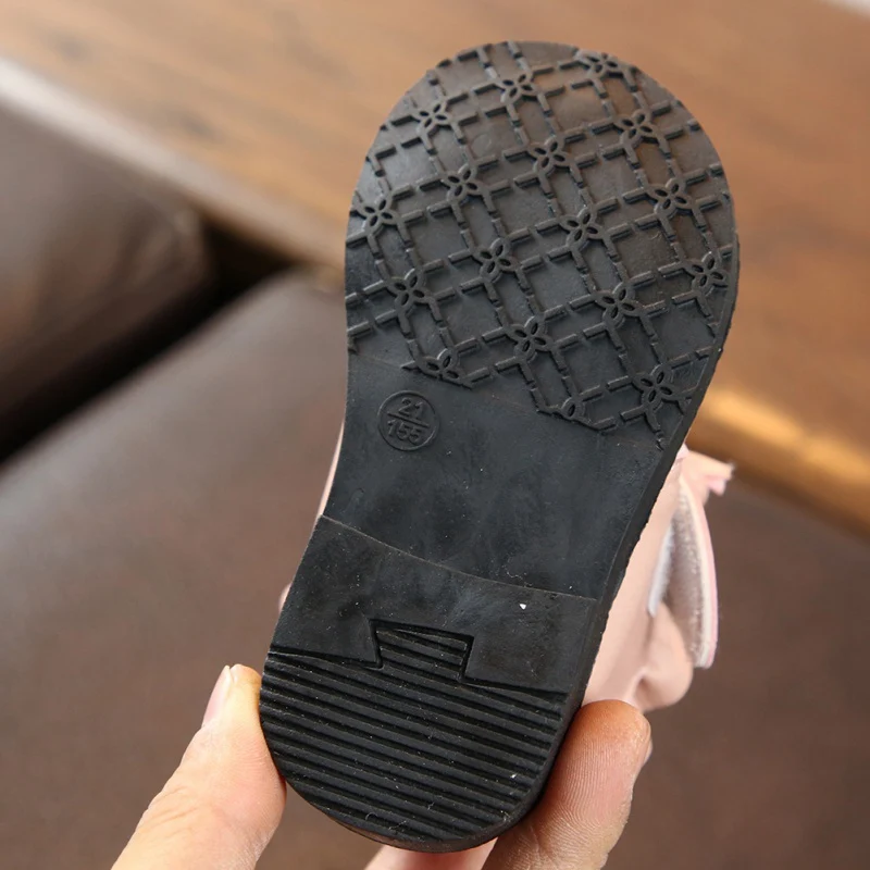 

Winter Children Girls Boots Casual Leather Boot Baby Shoes Bowknot Design Plush Warm Walking Shoe