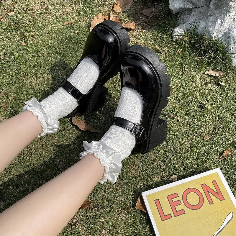

COOLFEL Women Japanese Style Lolita Shoes Ankle Strap Pumps High Heel Platform Shoes College Student Mary Jane Shoes