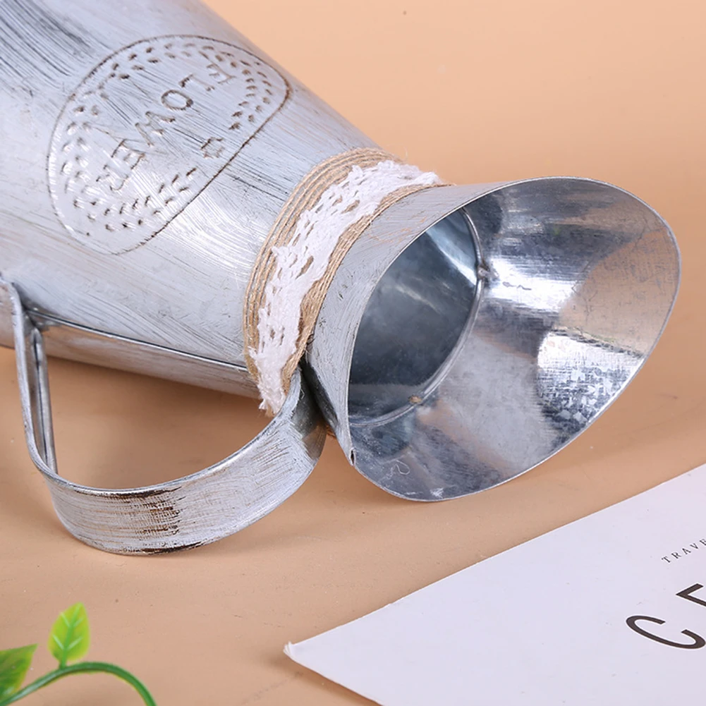 Винтажный железный лист в форме сердца деревенский цветочный кувшин ведро декор