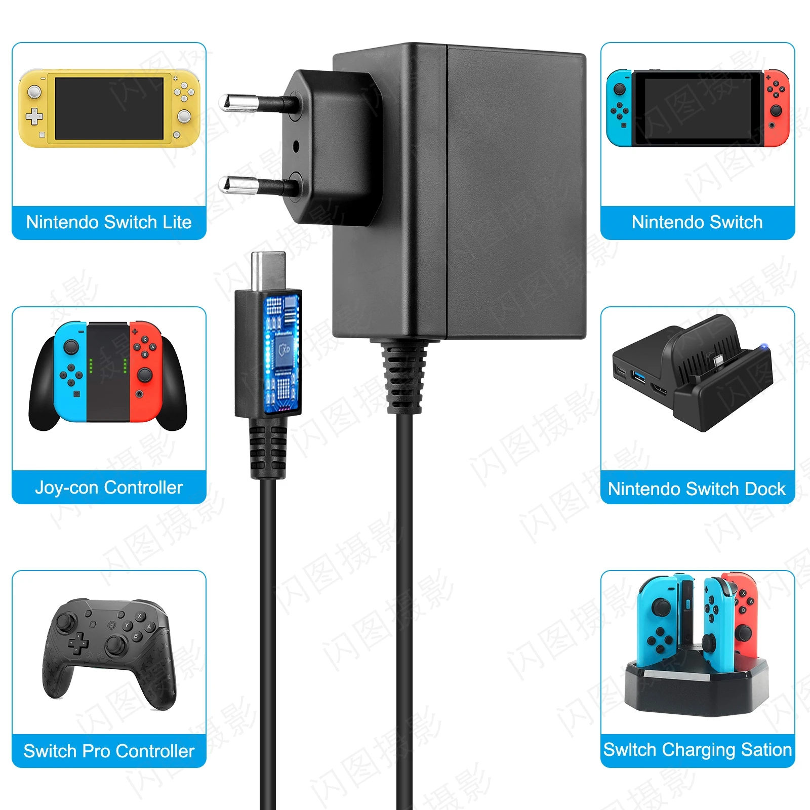 

Новинка 2021, адаптер питания для Nintendo Switch, быстрая зарядка, портативное зарядное устройство 15 В/А, 5 В/А (Поддержка режима ТВ и док-станции)