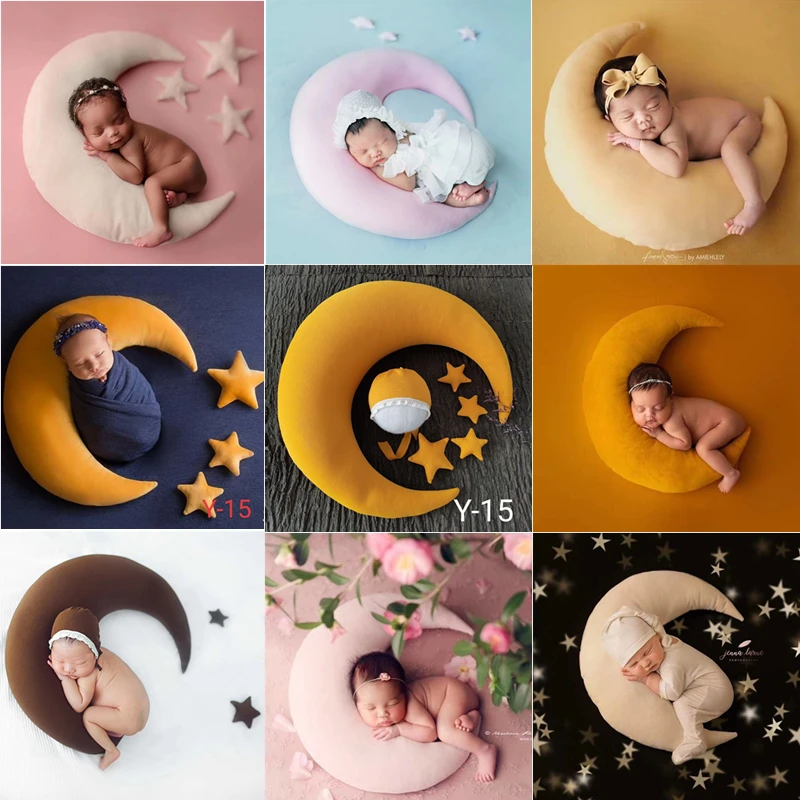 6Pcs/Set Newborn Photography Props Accessories Baby Posing Pillow Crescent Pillow+Stars+Hat Studio Baby Photo Props Fotografia