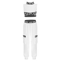 kids girls sport suit sleeveless crop top with leggings pants set tracksuit outfits for modern jazz dance gymnastics workout