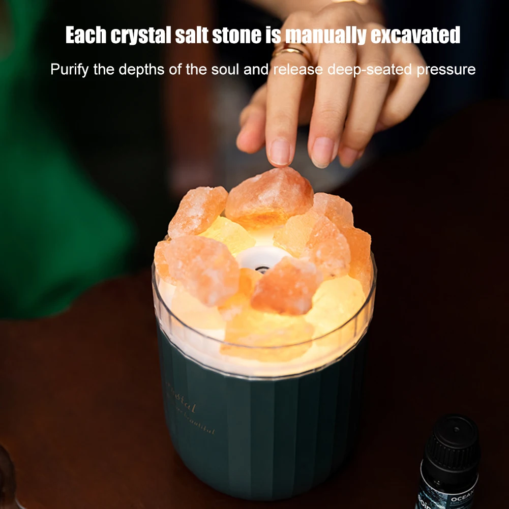

Crystal Stone Air Humidifier Care Skin Essential Oil Aroma Diffuser Mist Maker Spray USB Portable LED Lamp for Bedroom Office 12