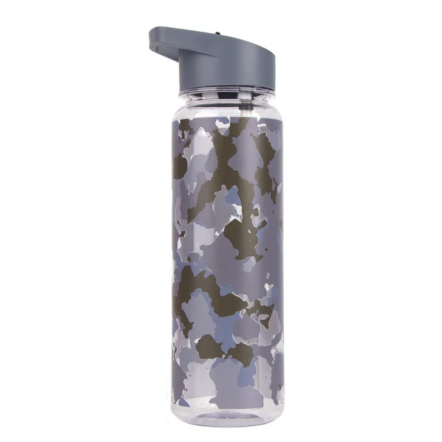 camouflage-grey Bpa бесплатно 750 мл Тритан пластиковая Спортивная уличная бутылка для воды с объемной шкалой печати для кухни мой напиток сок ручка чайник - Цвет: camouflage-grey