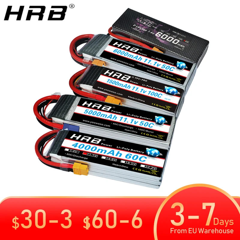 HRB-bater&iacute;a Lipo 3S, 11,1 V, 2200mah, 5000mah, 1300mah, 1500mah, 1800mah, 3000mah, 4000mah, 6000mah, 10000mah, 12000mah, XT60-0