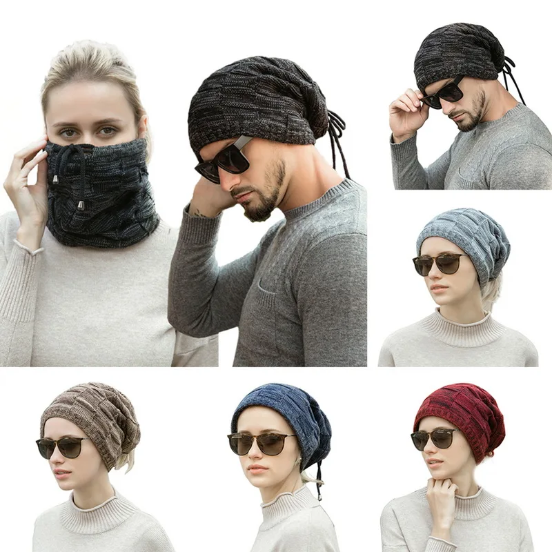Зимние Модные теплые вязаные шапки унисекс с хвостиком 2019 новые мягкие шарфы