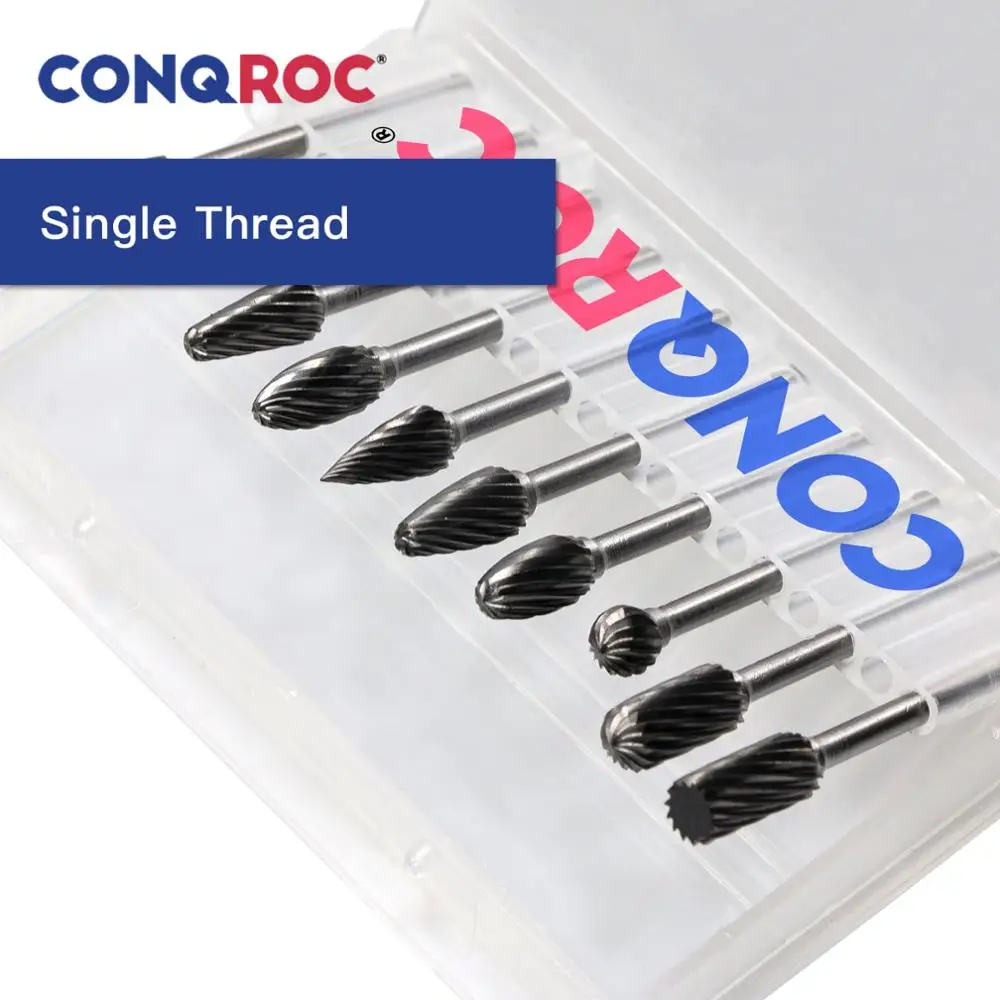 10 шт. карбидные роторные заусенцы фрезерные головки с одной резьбой