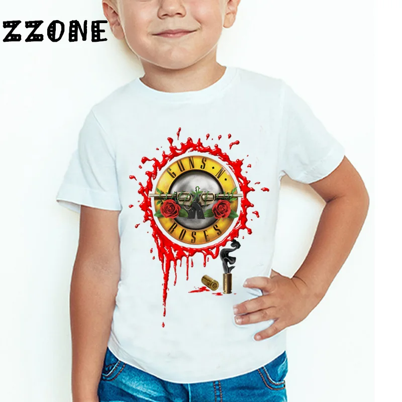 3T~9T Rock Band Gun N Roses Children's T shirt Boys and Girls Kpop Music Short Sleeve Tops Kids Casual Clothes | Мать и ребенок