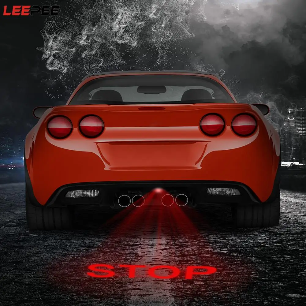 

Car Rear License Plate Lights Car LED Projection Light Warning Laser Tail Logo Projector Auto Brake Parking Lamp