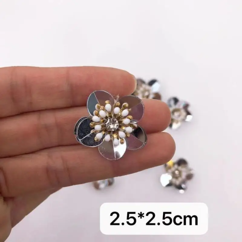 5 шт. вышитая бисером 3D Цветочная заплата с пайетками ручная работа аппликация