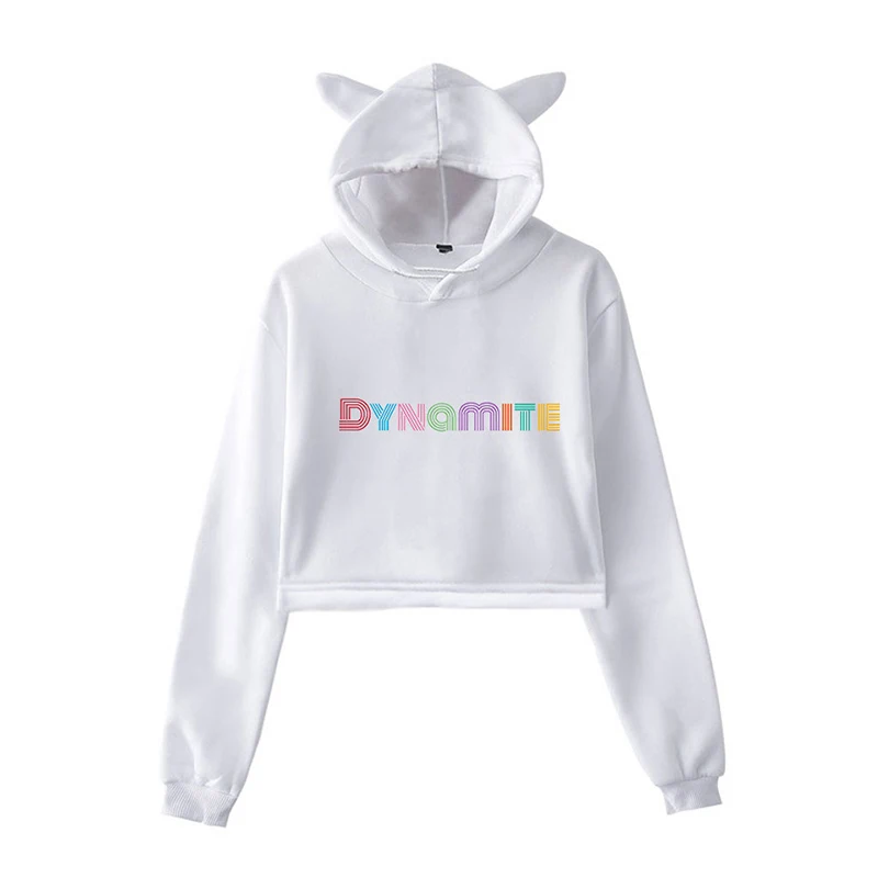 Новые корейские модные K поп KPop динамита короткий кошачий топ с капюшоном для