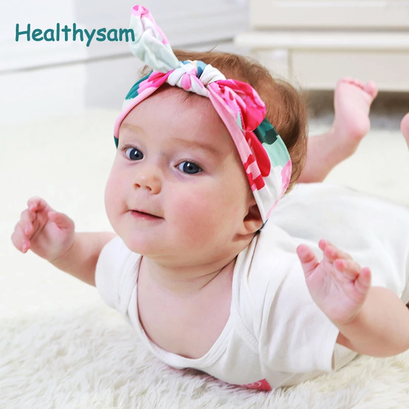 Милая повязка на голову с кроличьими ушками для малышей эластичная бантом