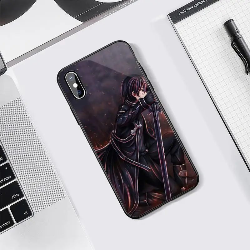 

anime Sword Art Online SAO Phone Case Tempered glass For iphone Samsung S note 7 8 9 10 11 12 X XS XR MAX edge e plus pro