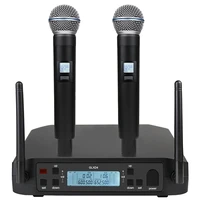 uhf wireless microphone stage performance home ktv high quality uhf professional dual wireless microphone dynamic system long d