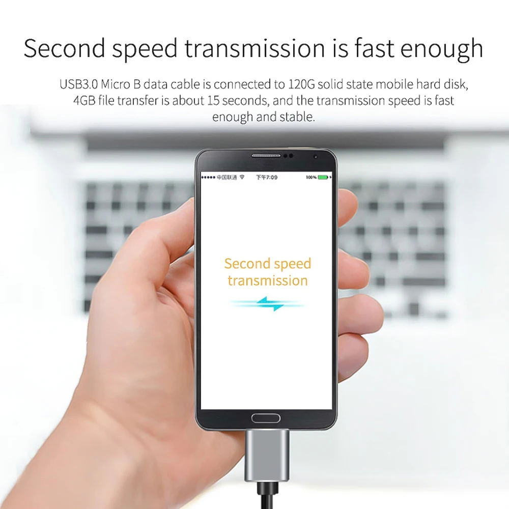 Kebidu Micro USB 3 0 кабель 2.1A 4 8 Гбит/с 1 м для быстрой зарядки и передачи данных шнур