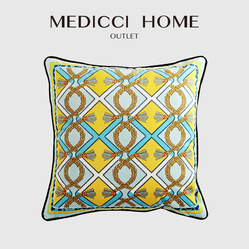 

Medicci Home Braid Patterned Square Decorative Cushion Case Elegant Retro Vintage Design Luxury Pillow Cover For Sofa Bed Chair