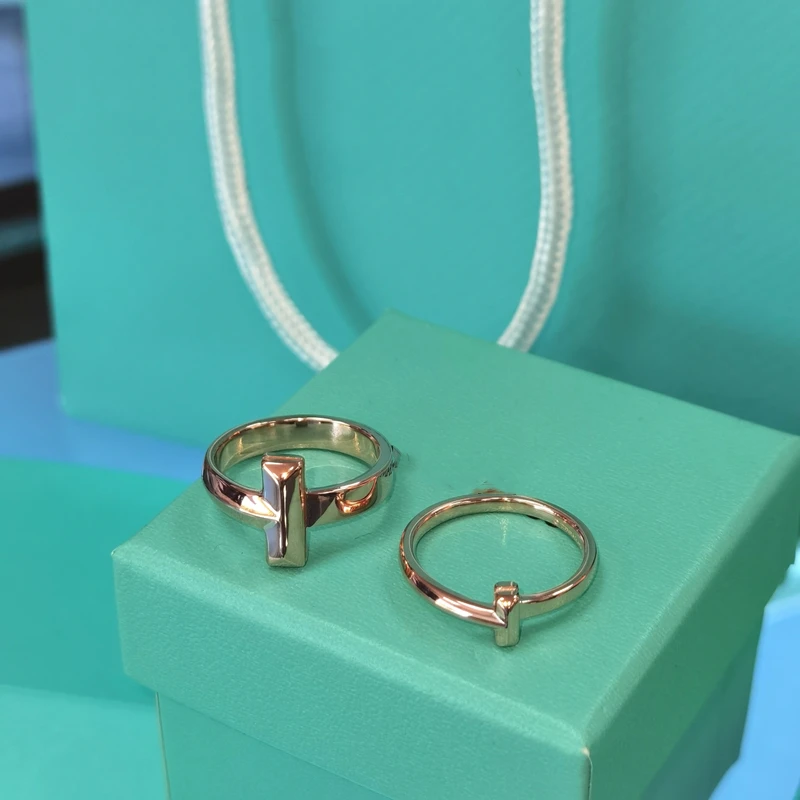 

TF 925Silver New T-ring Niche Design Gold Light Luxury Fashion Ring Female