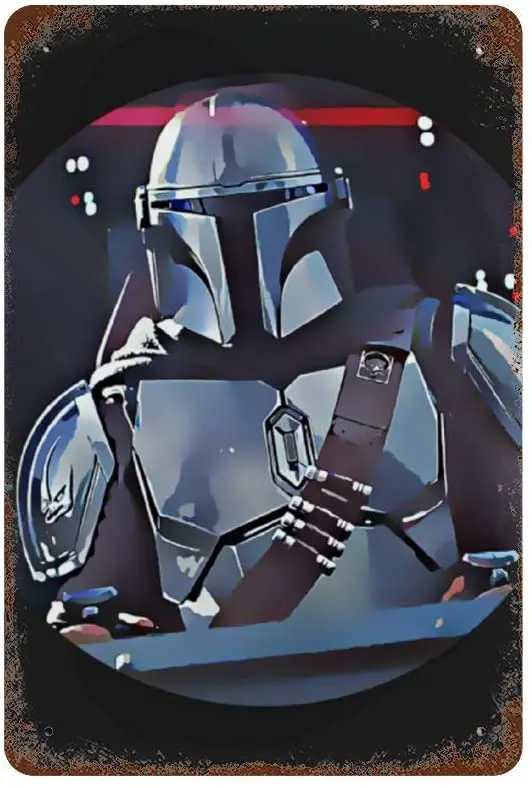 

Mandalorian Spaceship Circle Vintage Metal Sign, Retro Tin Signs for Store, Bar, Home Decoration Retro Tin Sign for Kitchen Wall