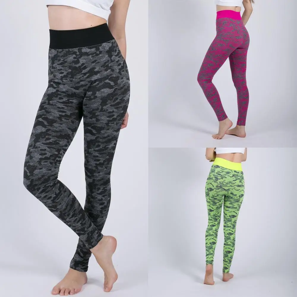 2019 печати Бесшовные Леггинсы эластичные цвет: черный/зеленый/фиолетовый
