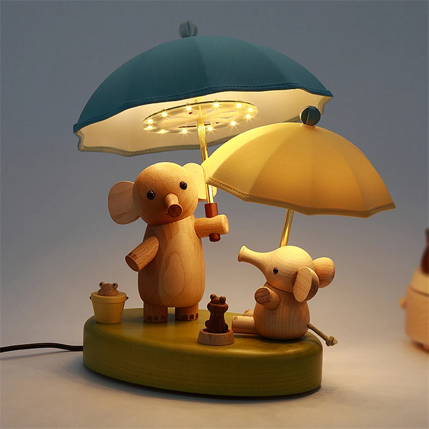 

Luxury Wooden LED Night Lights Couple Bedroom Bedside Lamps Children's Room Holiday Gift Girls Room Art Decoration Night Lamps