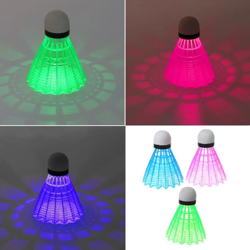 3pcs LED Luminous Badminton Dark Night Colored Plastic Foam Glowing Shuttlecocks Wholesale Dropshipping