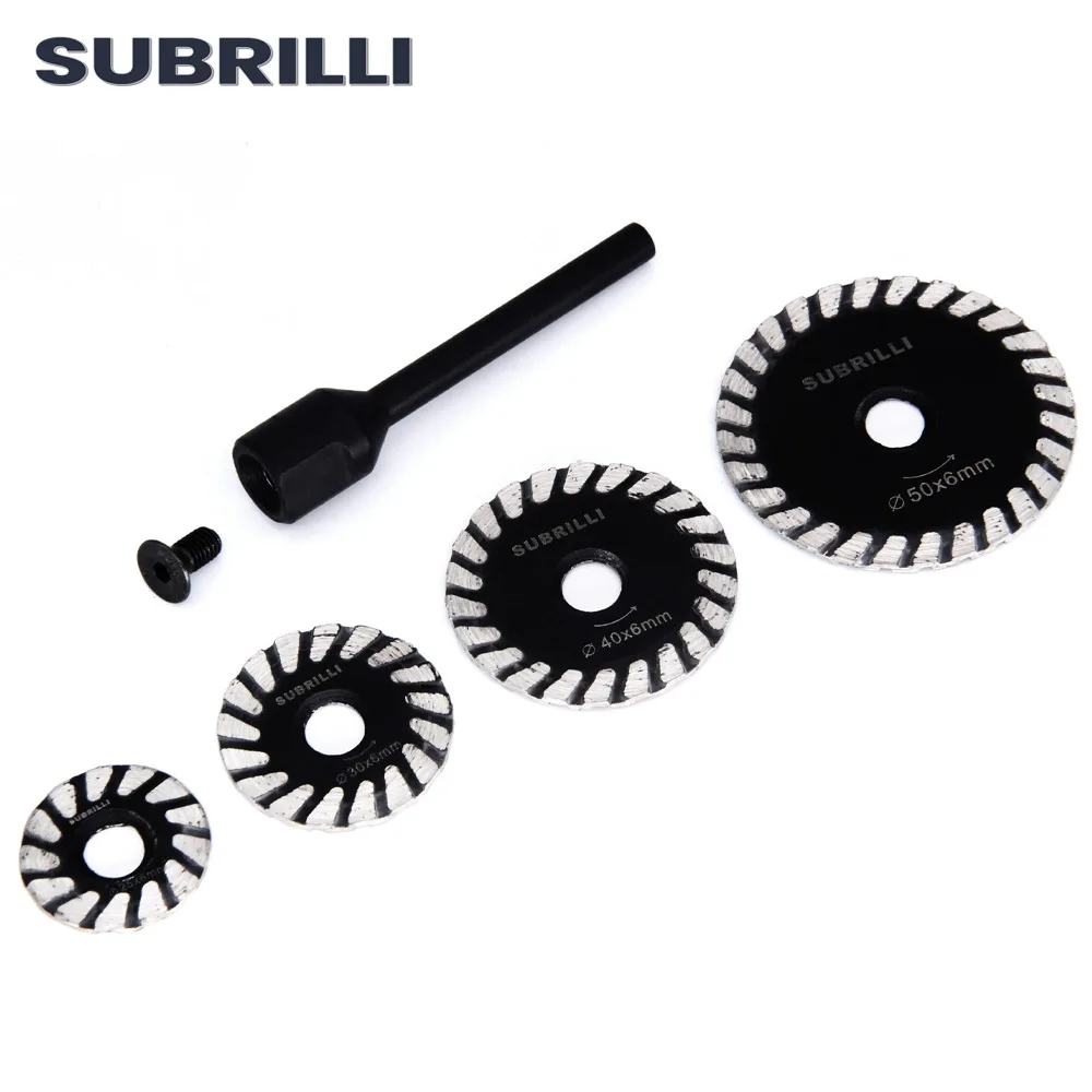 SUBRILLI Removable 6mm Shank With Diamond Mini Turbo Saw  Blade  Diamond Caving Blade  For Granite Marble Stone Engraving