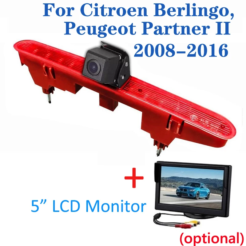 

Car 3rd Brake Light Reverse Camera for Citroen Berlingo Peugeot Partner II 2008-2016 LED Light Rear View Back Up Parking Camera