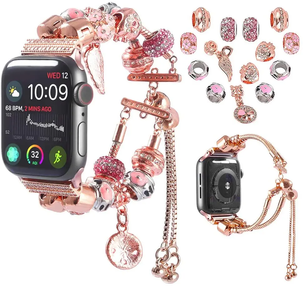 

DIY Strap for Apple watch Band 40mm 44mm 42mm 38mm Gilrs/Women Manual Charm bracelet band iWatch series 6 se 5 4 3 2 38 40 42 44