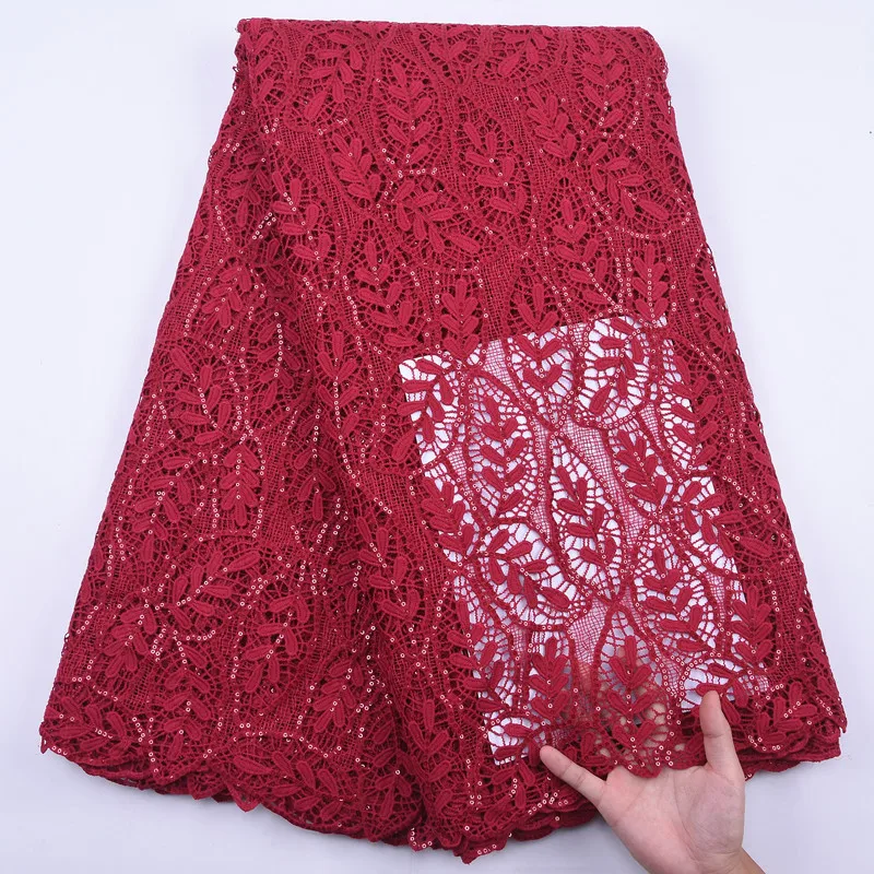 

SJD LACE African Lace Fabrics Sequin Guipure Cord Fabric Milk Silk Mesh Nigerian Fabric For Women Wedding Party Dress A2097