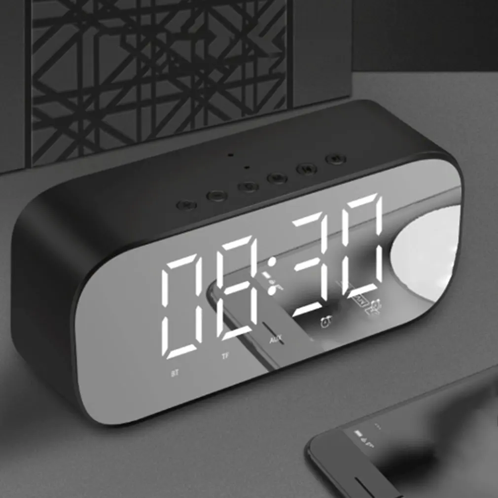 Bluetooth динамик с FM радио LED зеркало будильник сабвуфер музыкальный плеер