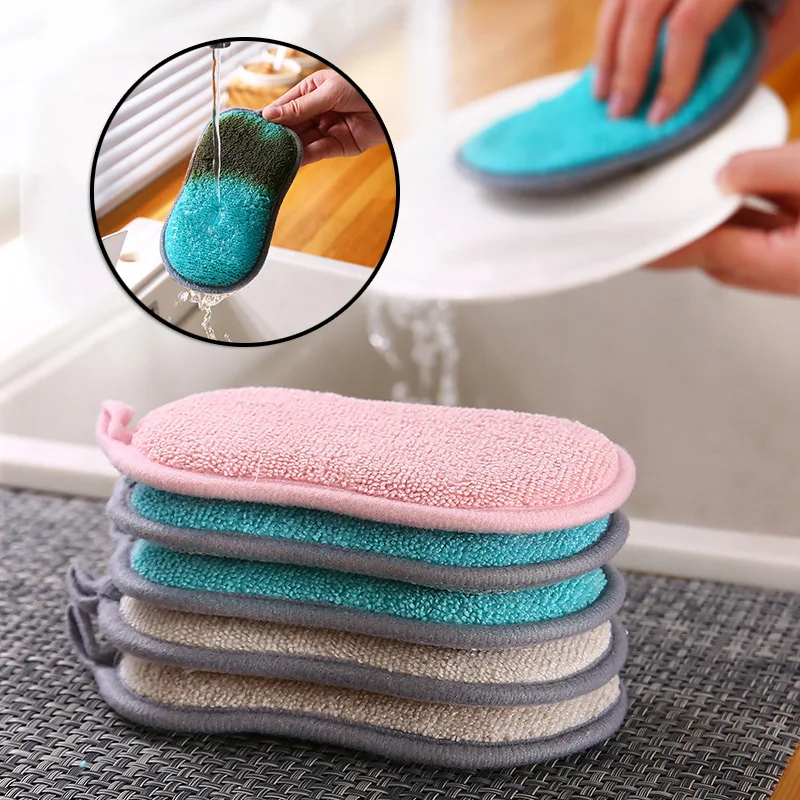 

Multi-Purpose Sponges Cleaning Cloth Dishes Scrubber Heavy Duty Scouring Power Household Cleaning For Kitchen Home DC156