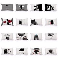 high quality black white nordic home decor cushion cover cartoon cute animal cat love heart rectangle pillowcases decorative diy