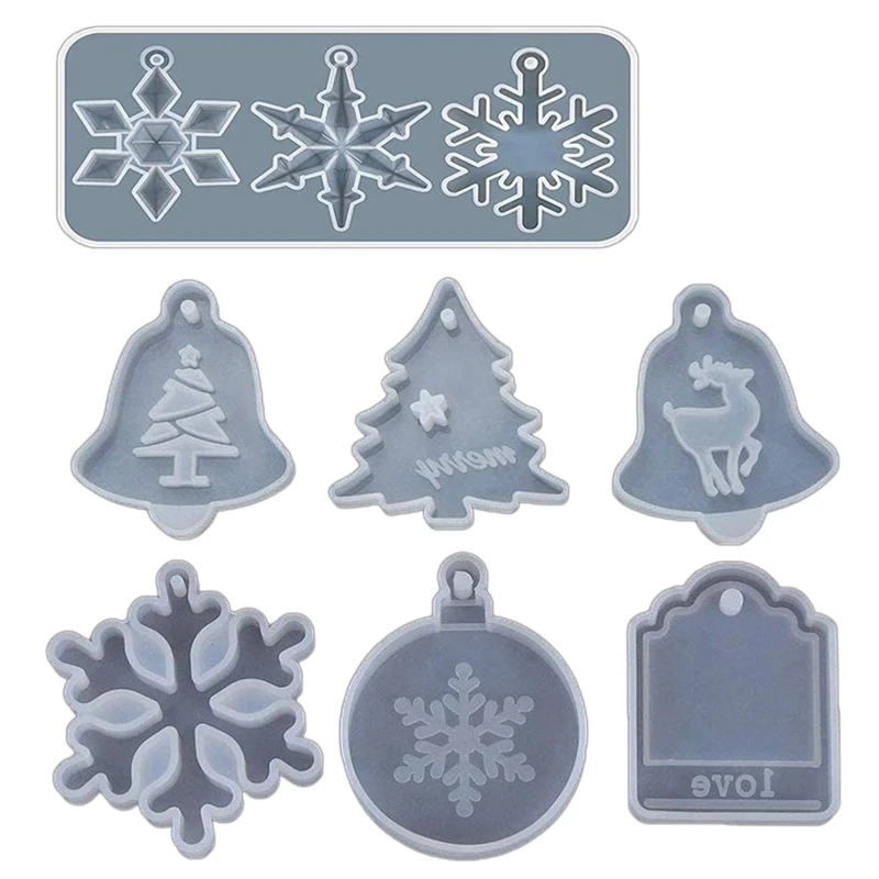 

7 шт., силиконовые формы для брелоков в виде рождественской эпоксидной смолы