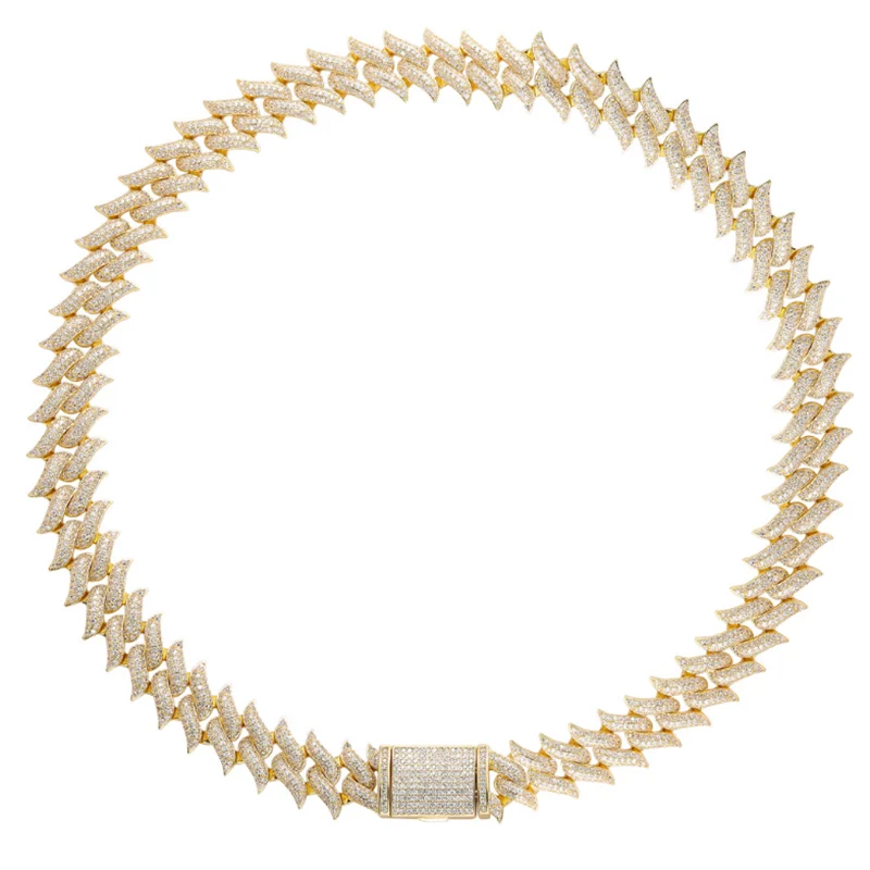 Новая кубинская цепочка с шипами Майами полная кубическая циркониевая бижутерия