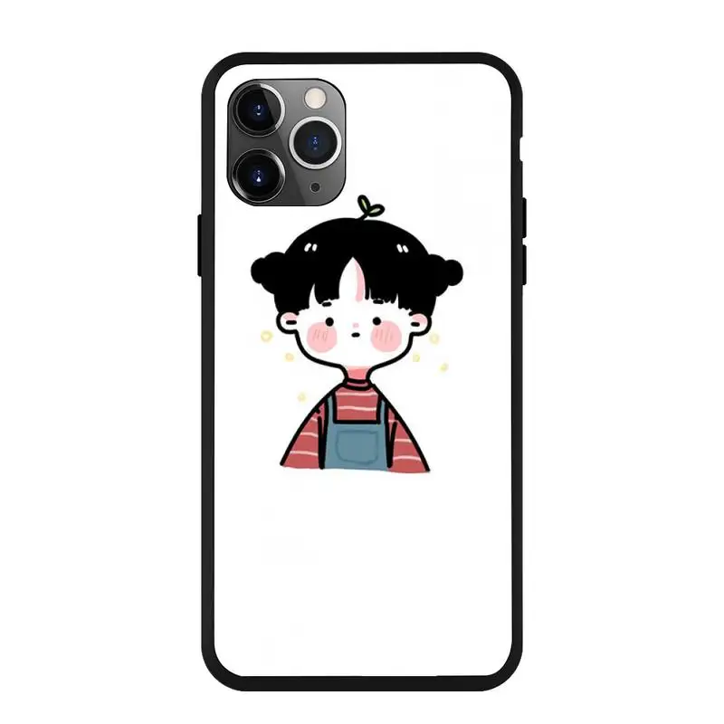 

Cute Cartoon Girl On White Phone Case For Iphone 6 6s 7 8plus X Xr 11 12 Mini Pro Max Nax Fundas Cover