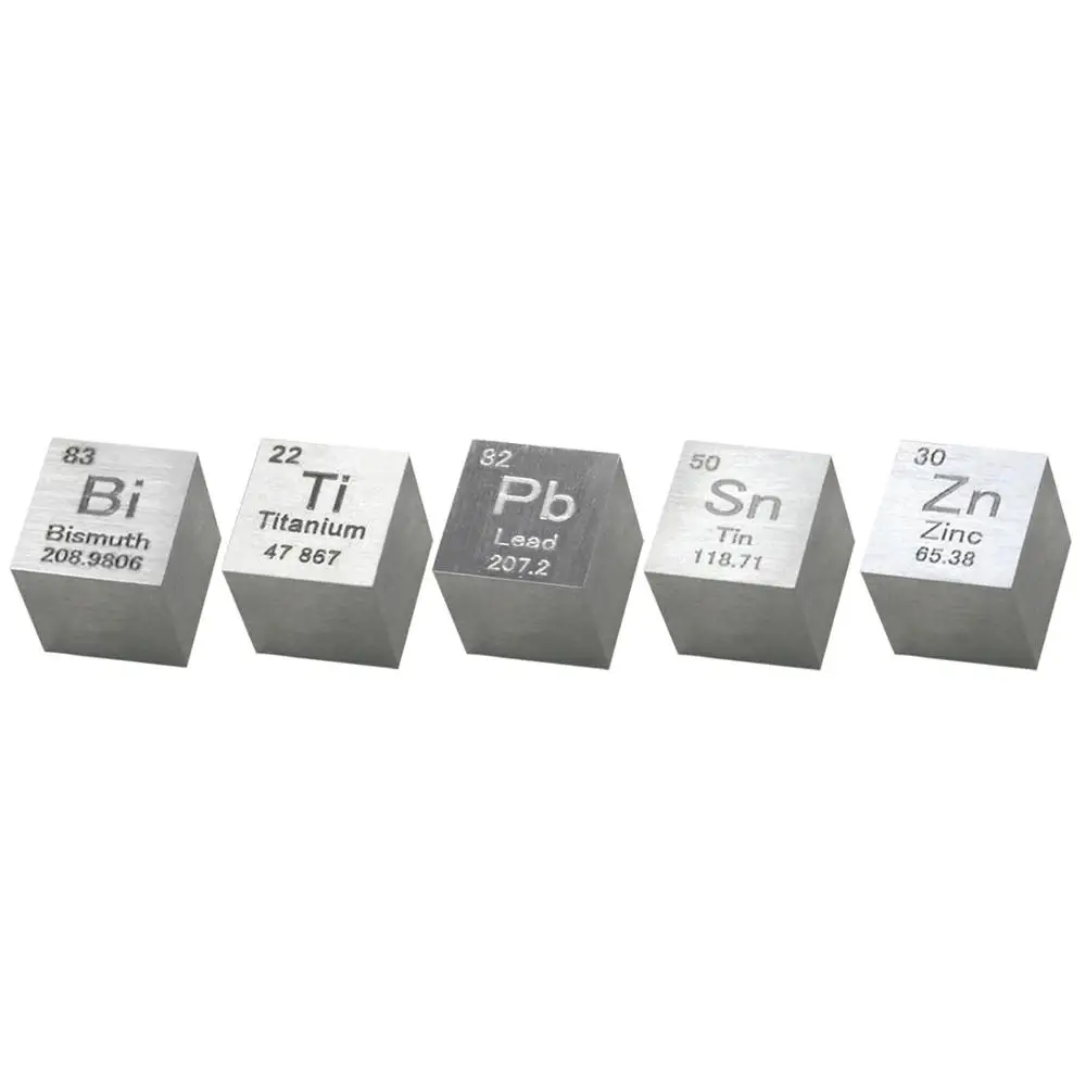 

10 x 10 x 10mm Wiredrawing Stannum Bismuth Zinc Plumbum Titanium Cube Set Periodic Table Chemical Elements Collection