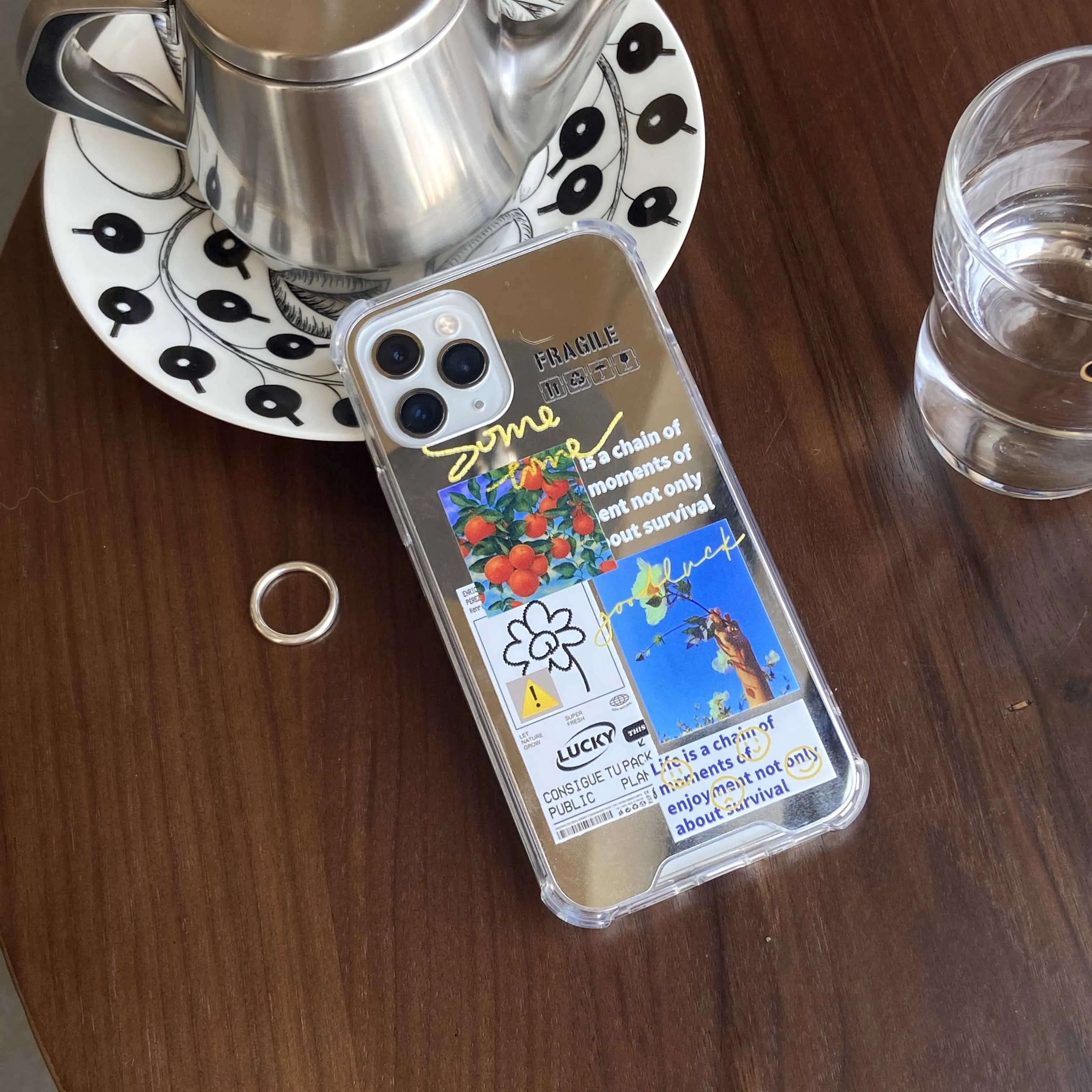 

Милый зеркальный чехол для телефона с оранжевыми буквами для iphone 12 Pro Max 11 XR X XS MAX 7 8 Plus 7plus se 2020, мягкий силиконовый чехол