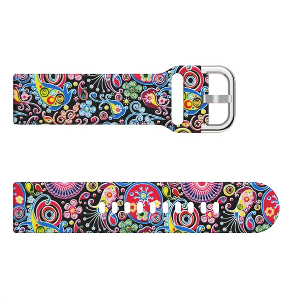 

For Haylou Solar LS05 22mm Dynamic Watch Band Waterproof Flowery Color Painting Silicone Strap