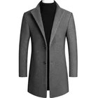 Мужское пальто с отложным воротником, темно-синее плотное шерстяное пальто, повседневная верхняя одежда, осень-зима 2021