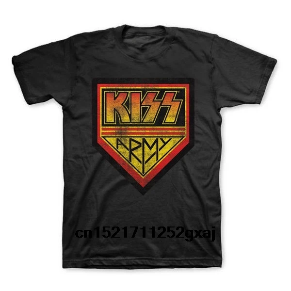 Мужская футболка Kiss армейский логотип Distressed s черная забавная новинка wo для