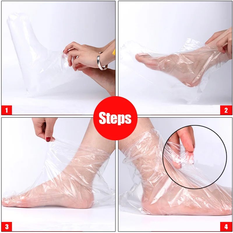 100pcs PE Plastic Transprent Disposable Foot Bags Detox SPA Covers Pedicure Prevent Infection Remove Chapped Care Tools | Красота и