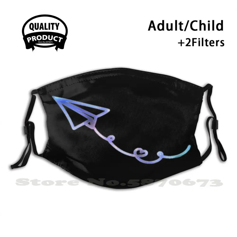 

Блестящая бумажная маска для лица против пыли для самолета моющаяся многоразовая маска с фильтром из синей бумаги для самолета сердце каракули Симпатичные гидрофильтры для подростков