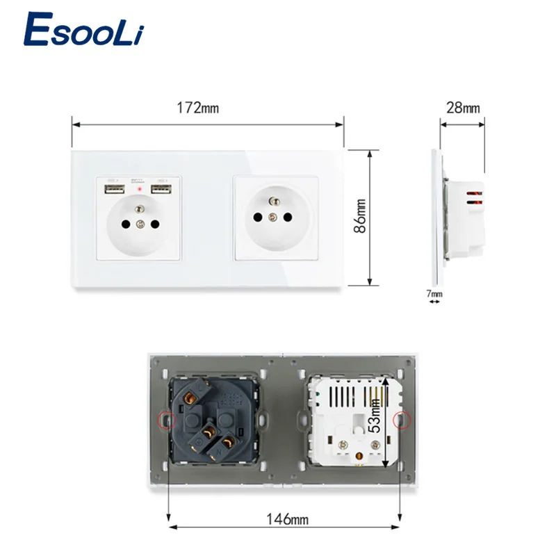Французская стандартная настенная розетка из хрустального стекла Esooli с 2